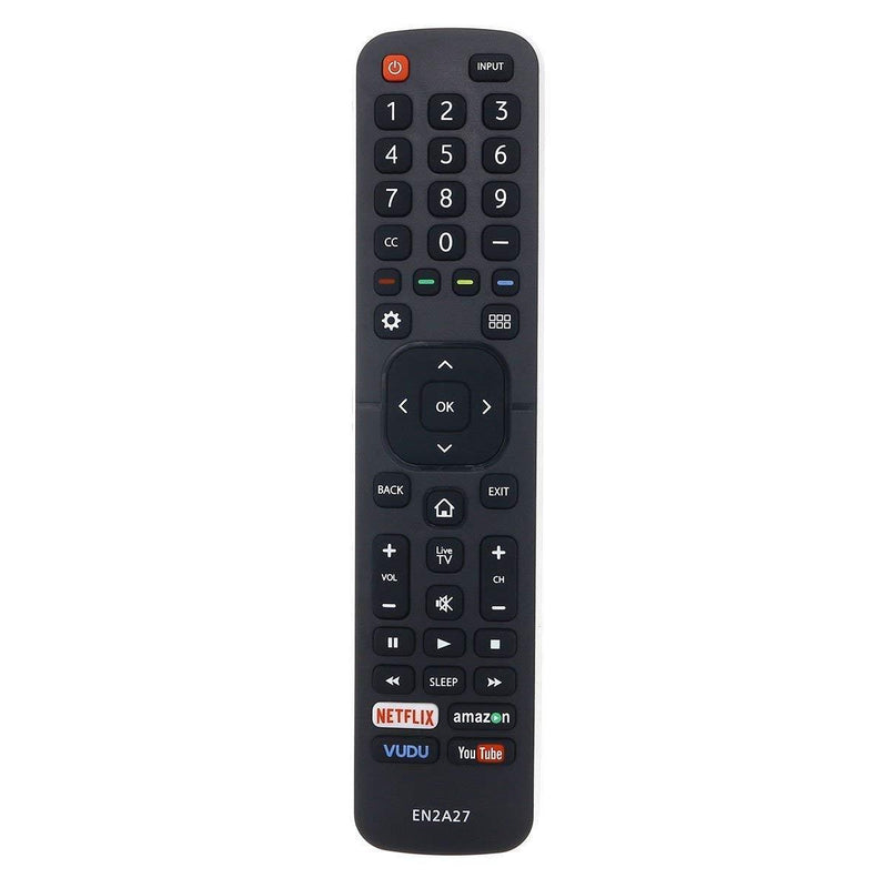 EN2A27 Remote Control Compatible with Hisense LED HDTV TV EN-2A27 40H5B 55H6B 50H7GB 43H6C 43H6D 50H6C 50H6D 55H6C 55H6D 65H6C 65H6D Netflix Vudu YouTube