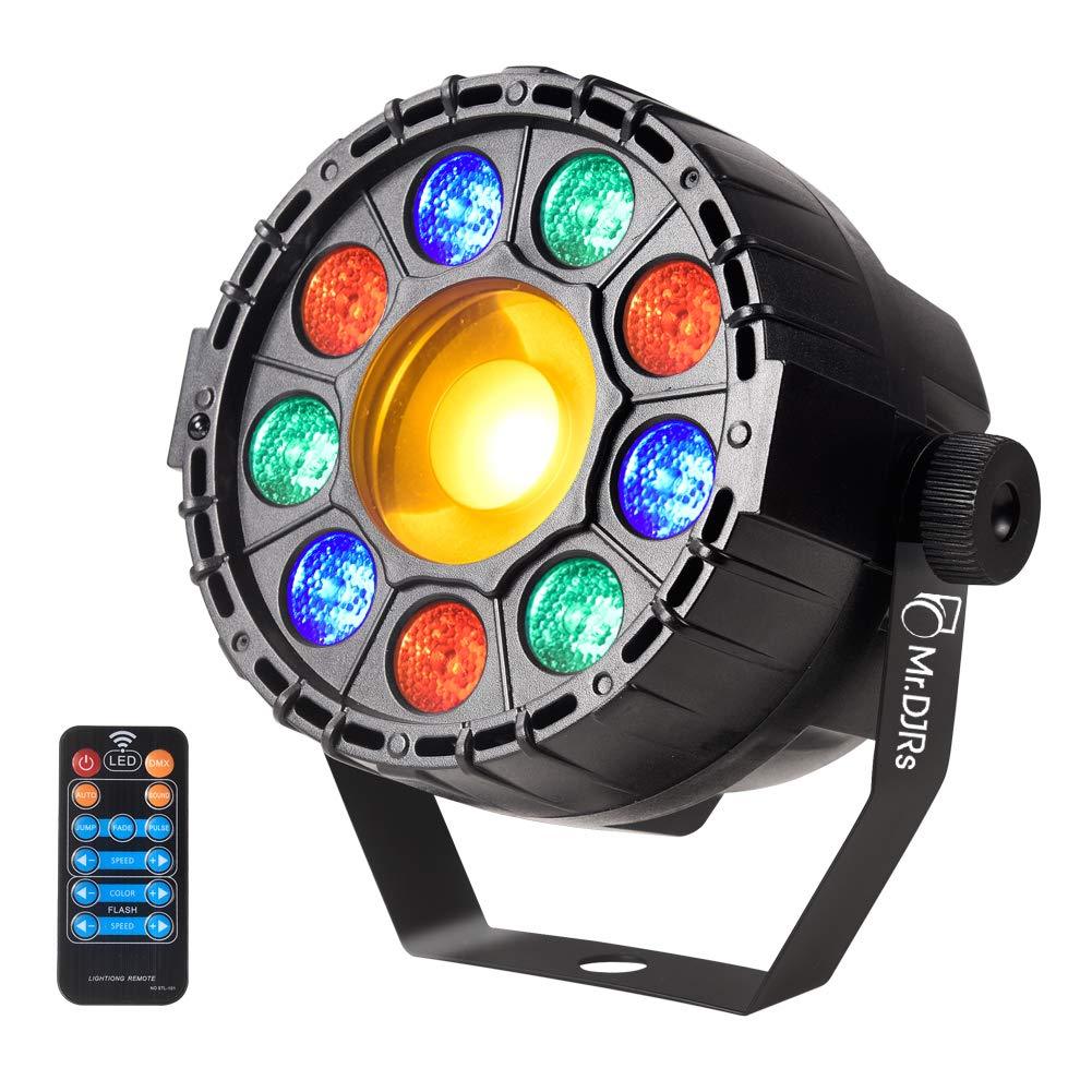 LED Stage Lights, 9LED Par Lights with UV LED Multi-Color by Remote DMX Control for Wedding Birthday Halloween Christmas New Year Party Glow in the Dark Party Supplies 15W 9LEDs RGB/UV Stage Light