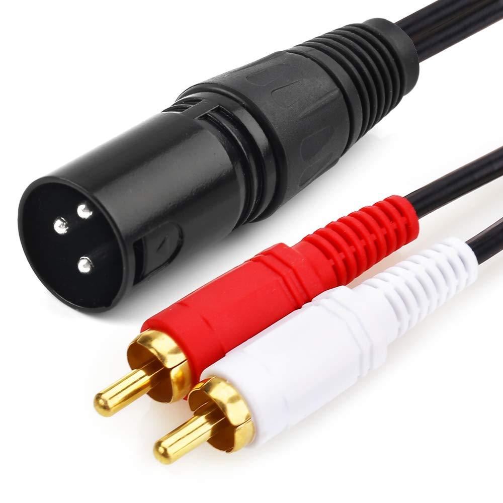 NANYI RCA to XLR Audio Cord, Dual RCA Male to XLR Male HiFi Audio Cable, for Amplifier Mixer Microphone, Heavy Duty Portable Professional Speaker Cable Wire Adapter Connector, 5Feet 2 RCA -1 XLR Male / 5Feet