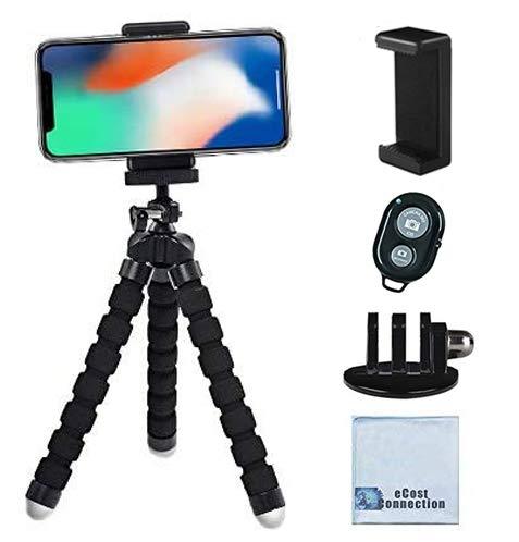 Acuvar 10” inch Flexible Tripod with Quick Release + Universal Mount for All Smartphones + Mount for GoPro Cameras + Wireless Remote Shutter & an eCostConnection Microfiber Cloth 10" Tripod