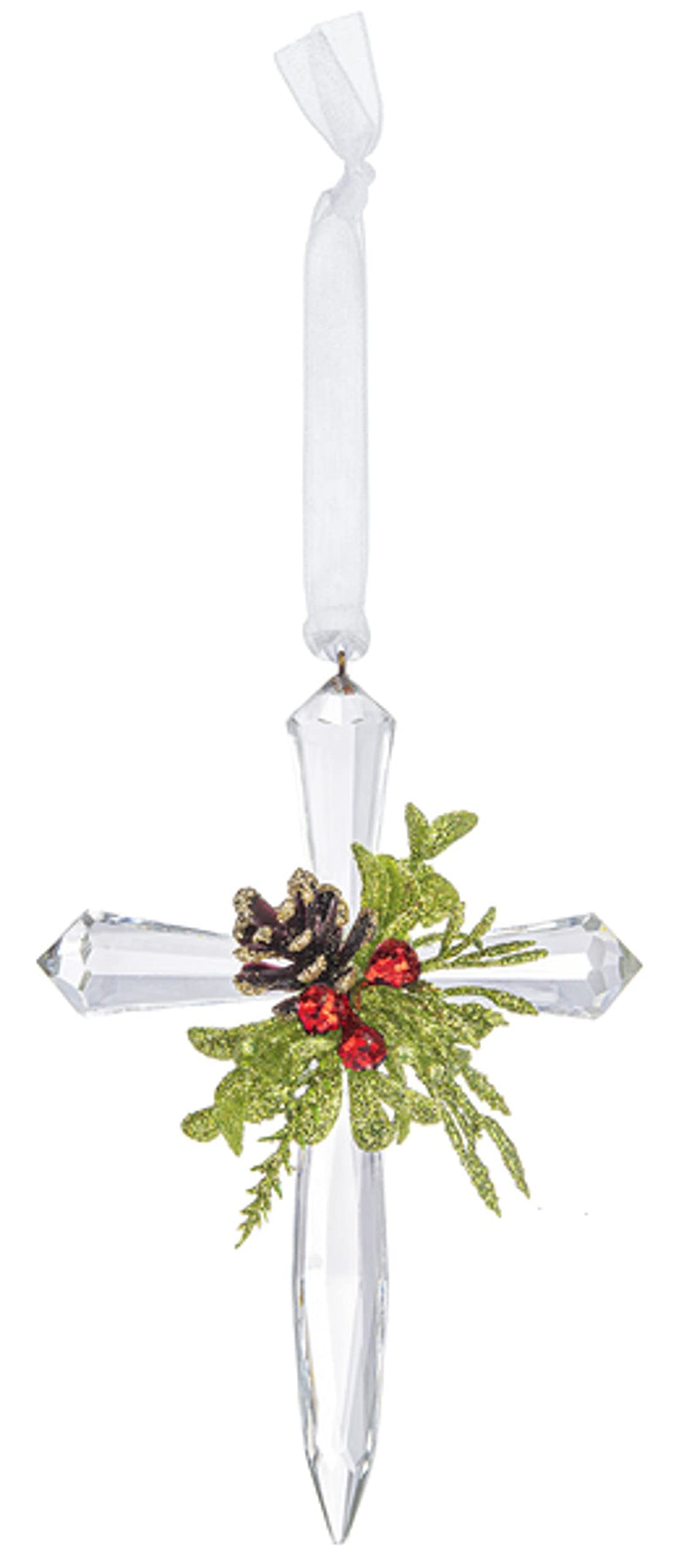 Ganz Mini Mistletoe Acrylic Cross Ornament 4.5 Inches