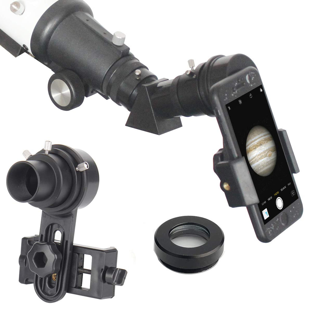 Gosky 1.25" Telescope Phone Adapter - 2019 Newest Updated Quick Aligned Smartphoto Adapter Mount for Refractor & Reflector Telescope with Built-in 1.5X Barlow Lens