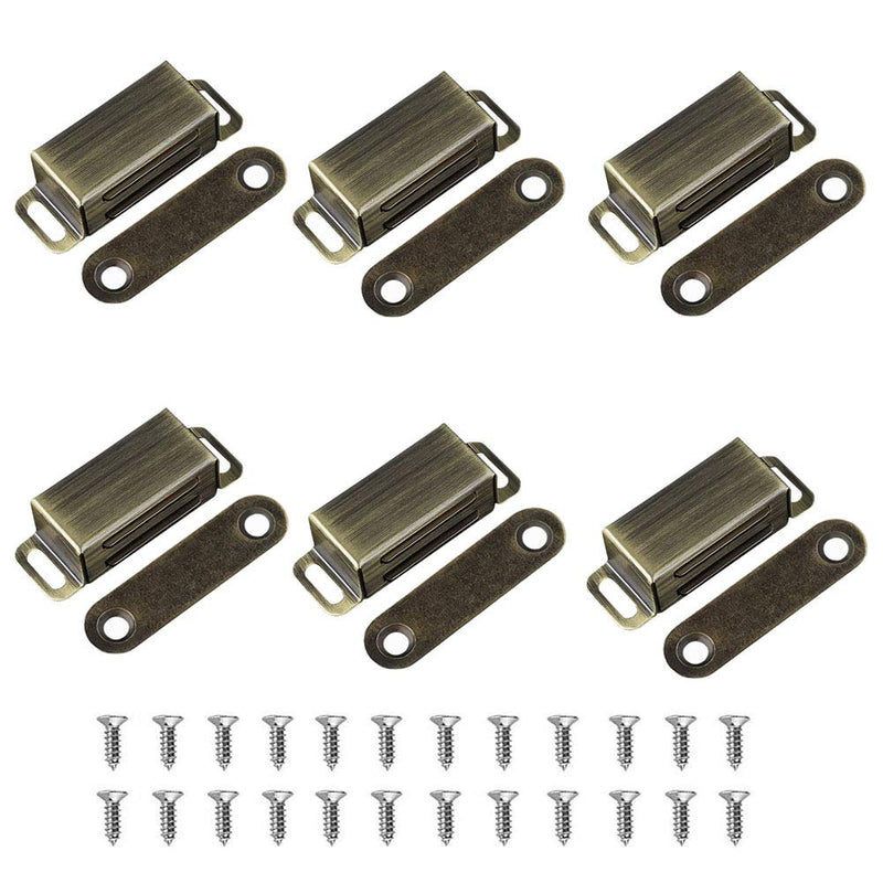 Cabinet Door Catch with Strong Magnetic, 1.2mm Thickness Furniture Latch 10 lbs Bronze (Pack of 6) 6pc-20lbs-bronze