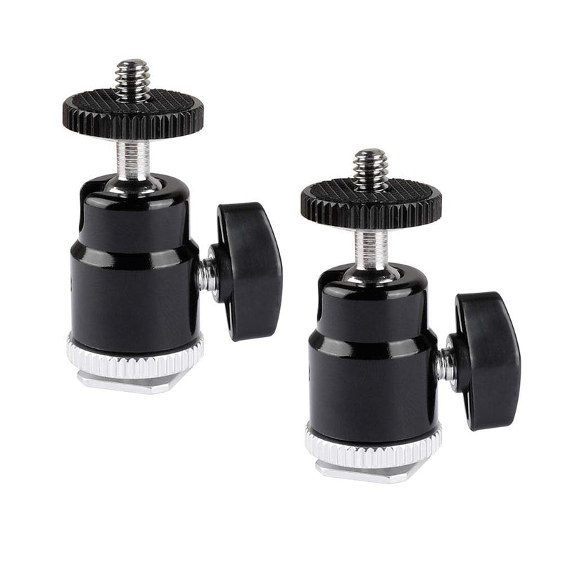 CAMVATE 1/4"-20 Mini Ball Head & Shoe Mount Adapter (2 Pieces)
