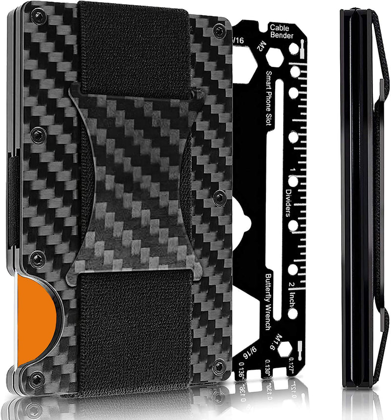 Minimalist Carbon Fiber Slim Wallet | Front Pocket Wallet | Carbon Fiber Money Clip | Carbon Wallet | Credit Card Holder for Men | Metal Wallet| The Money Clip“ | 2021 Version