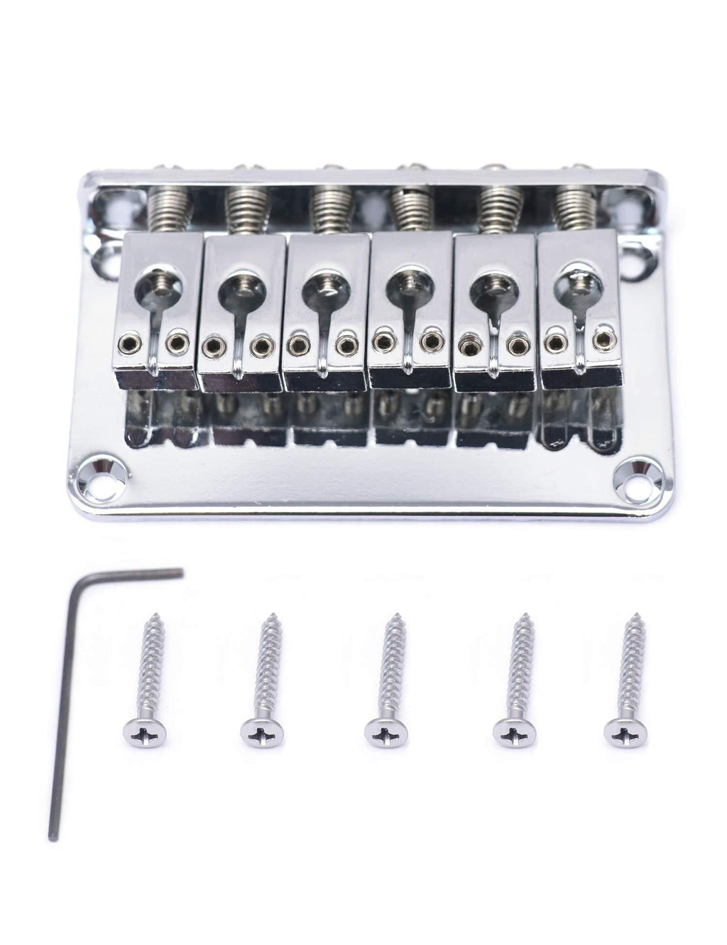 Metallor Guitar Saddles Bridge for Hardtail Strat Tele Electric Guitar Parts Replacement. (Chrome) Chrome