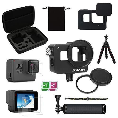 D&F Outdoor Protective Accessories Kit for GoPro HERO 7 (Only Black) Hero 6 Hero 5 Hero (2018) with CNC Alloy Shell,Carrying Case,Flexible Tripod, Hand Grip 15Pcs Protective Accessories Kit