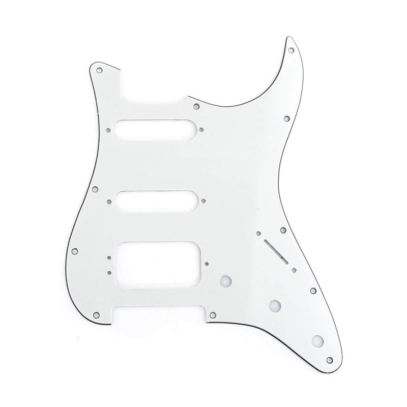 Musiclily Pro 11-Hole Round Corner HSS Guitar Strat Pickguard for USA/Mexican Stratocaster 3-screw Humbucking Mounting Open Pickup, 3Ply Parchment