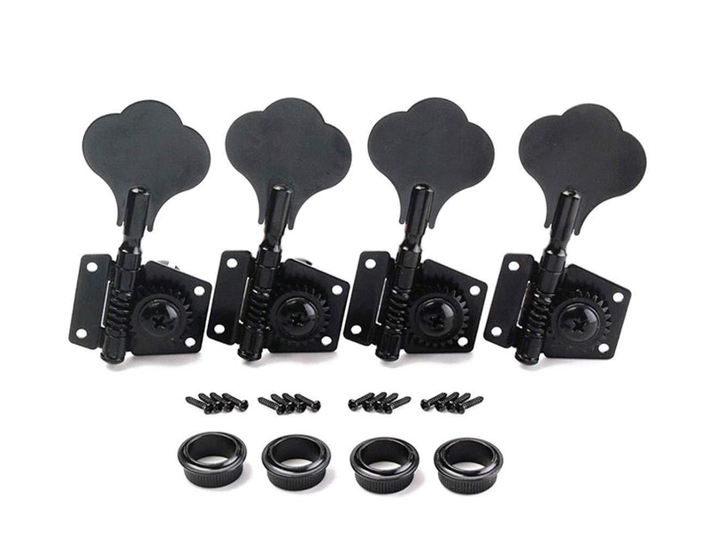 Guyker Bass Machine Heads (4 for Right) – Open Gear Tuning Key Pegs Tuners Replacement for Electric Jazz Bass or Precision Instruments (Black) 4 for Right Black