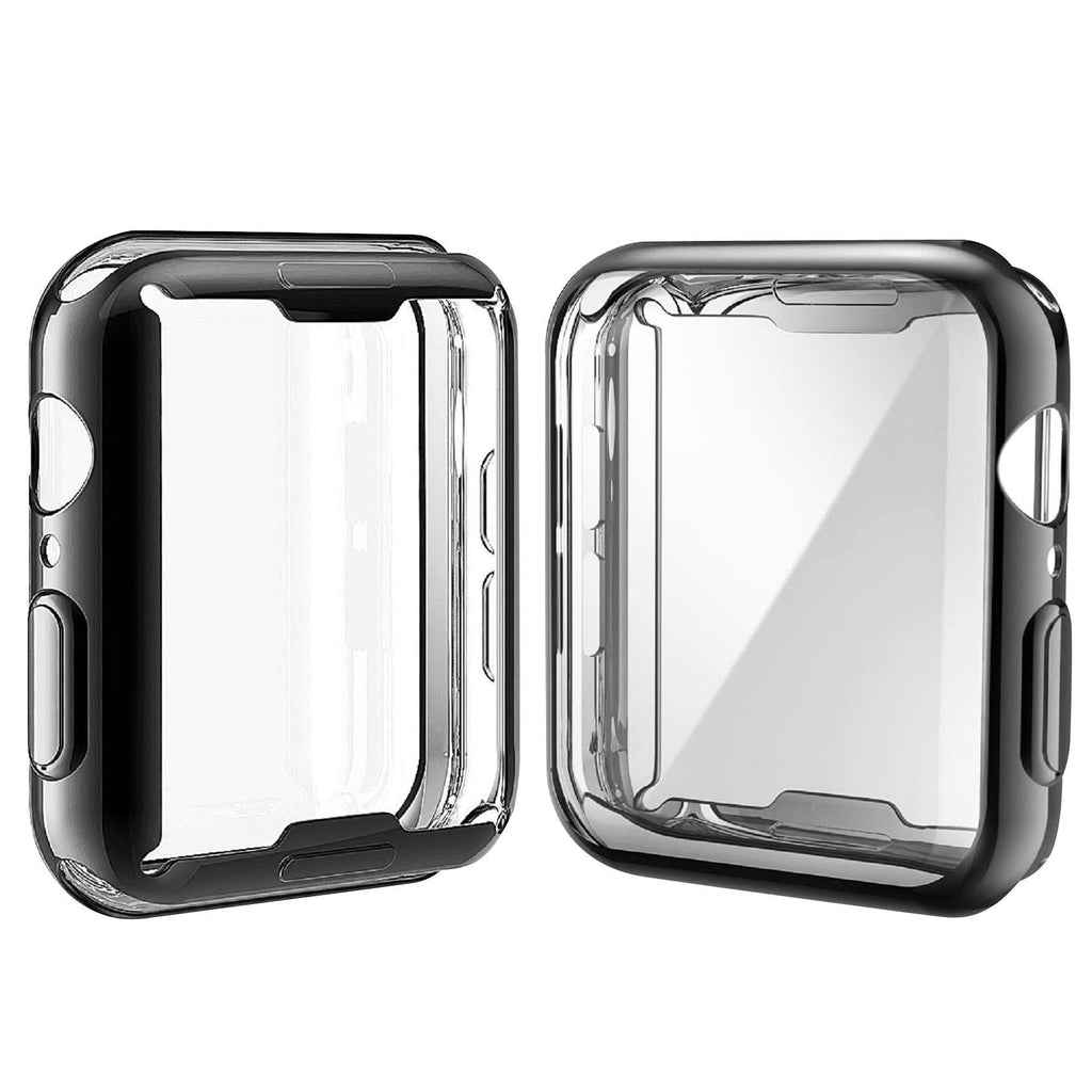 [2-Pack] Julk Case for Apple Watch Series 6 / SE/Series 5 / Series 4 Screen Protector 44mm, Overall Protective Case TPU HD Ultra-Thin Cover (1 Black+1 Transparent) 1 Black + 1 Transparent