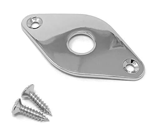 Vintage Forge Diamond Jack Plate for Guitar and Bass Chrome with Screws Curved Metal Jackplate JPD40-CHR