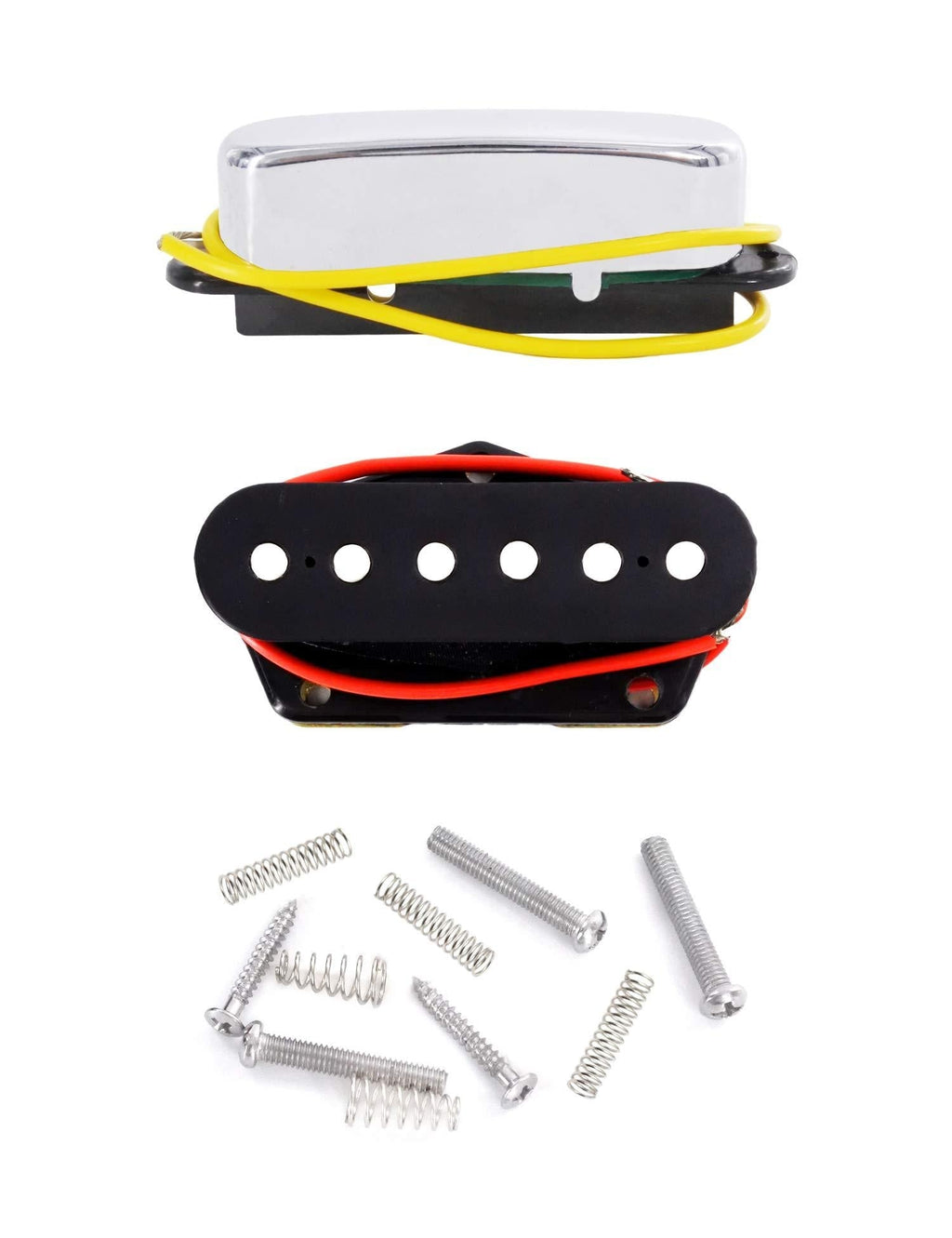 Metallor Single Coil Pickups Set Ceramic Magnet Neck and Bridge Pickup Compatible with Tele Telecaster Style Electric Guitar Parts Replacement. Black