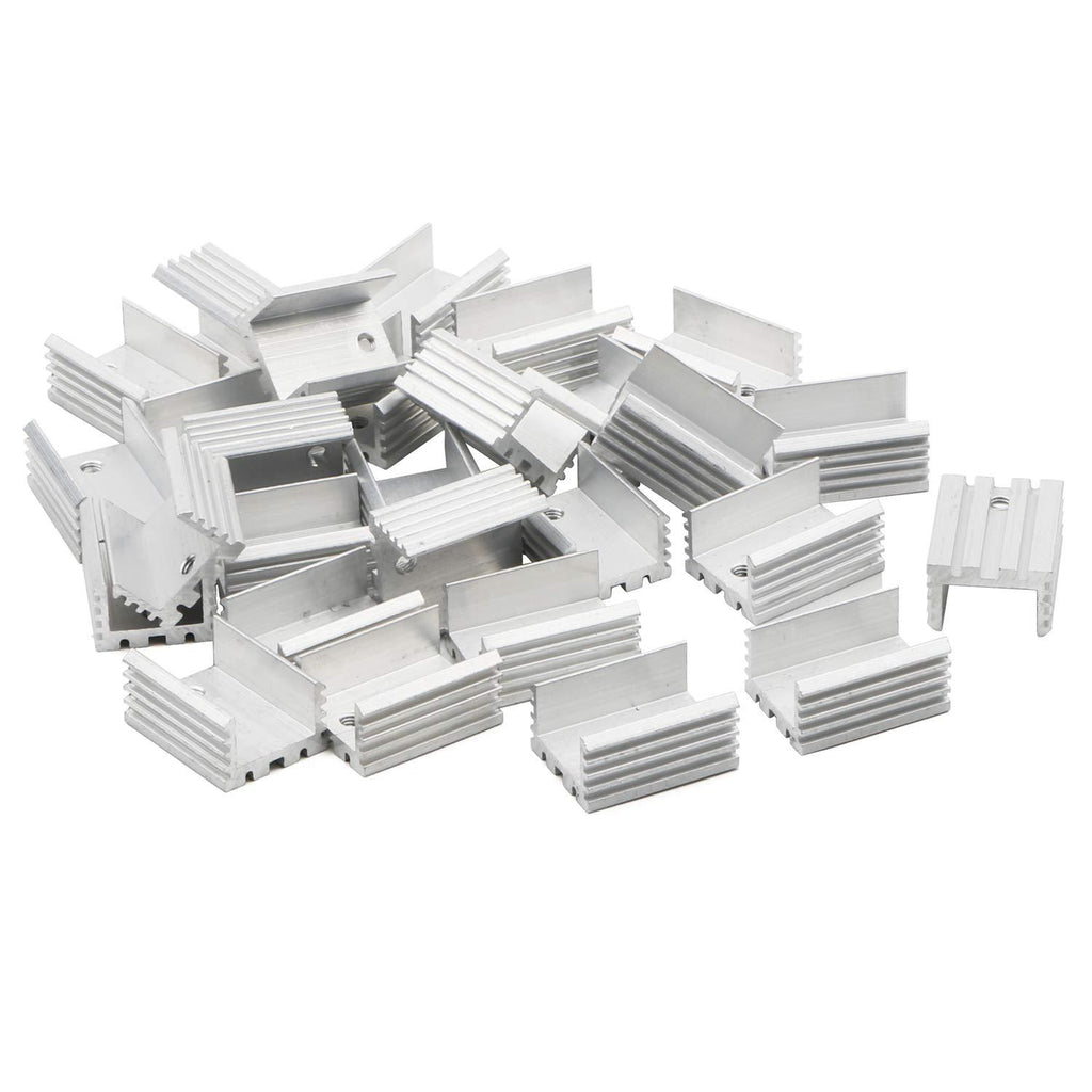 JIUWU Small Power Aluminum Heat-Sink Set Heatsink Module Radiator Cooling Fin for Transistor Triode Silver 20mm (L) x 15mm (W) x 10mm (H) 50 Pack…