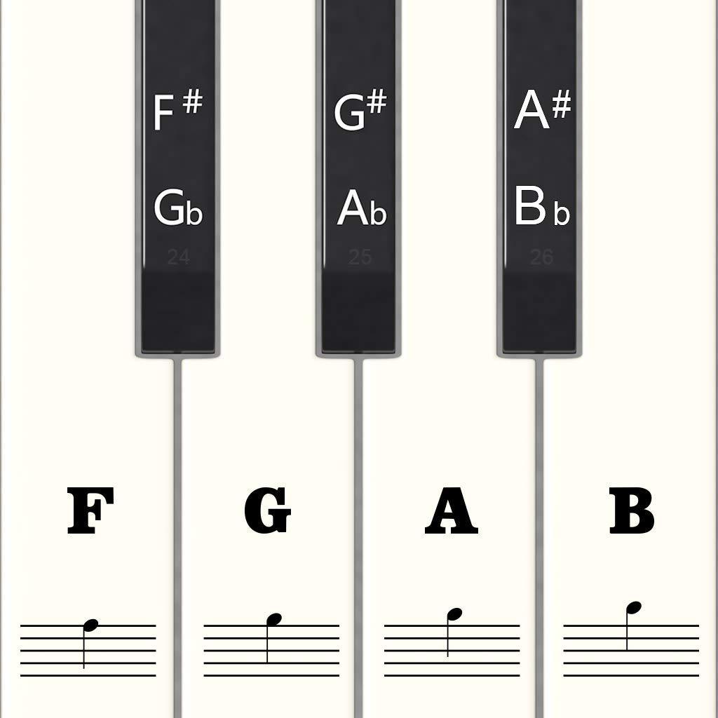 Piano Stickers for Keys -White & Black Keys Keyboards For 37/49/54/61/88 Full Set - Removable with Numbers,Leaves No Residue,User Guide for Beginer and kids.