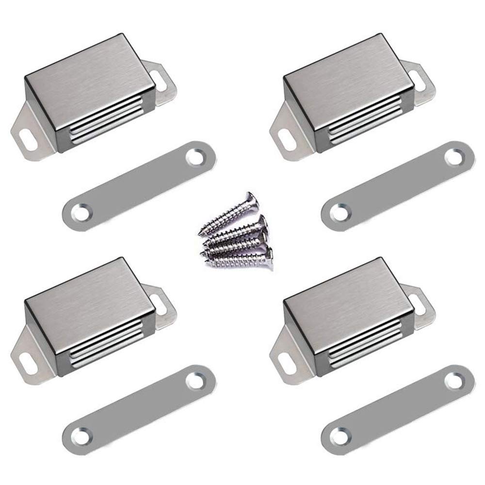 WOOCH Magnetic Door Catch - 25lb High Magnetic Stainless Steel Heavy Duty Catch for Kitchen Bathroom Cupboard Wardrobe Closet Closures Cabinet Door Drawer Latch (2.1 in Silver, 4-Pack) 4 Pack