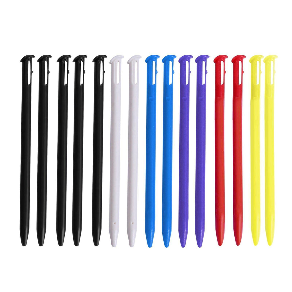 Yizerel Stylus Pen for New 3DS, 15 Pcs Colorful Plastic Replacement Touch Screen Stylus Set Compatible with New 3DS with HD Crystal Clear PET Films (Black White Blue Red Purple Green)