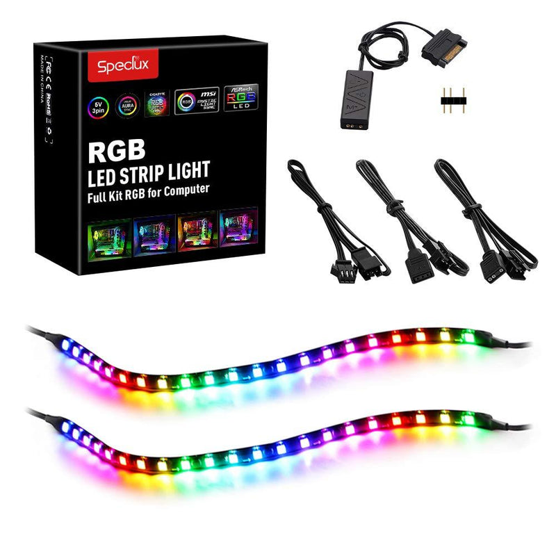 [AUSTRALIA] - PC Addressable RGB LED Strip Lights Kit - Magnetic Rainbow PC Case Lighting, 2PCS 42LEDs ARGB Strip for 5V 3pin RGB Header Motherboard Asus Aura, Asrock RGB Led, Gigabyte RGB Fusion, MSI Mystic Light 