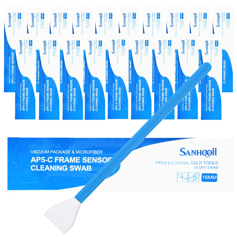 SANHOOII Dry APS-C Sensor Cleaning Swabs (CCD/CMOS), 20pcs 16mm DSLR or SLR Digital Camera Cleaning kit (No senrsor Cleaning Solution)