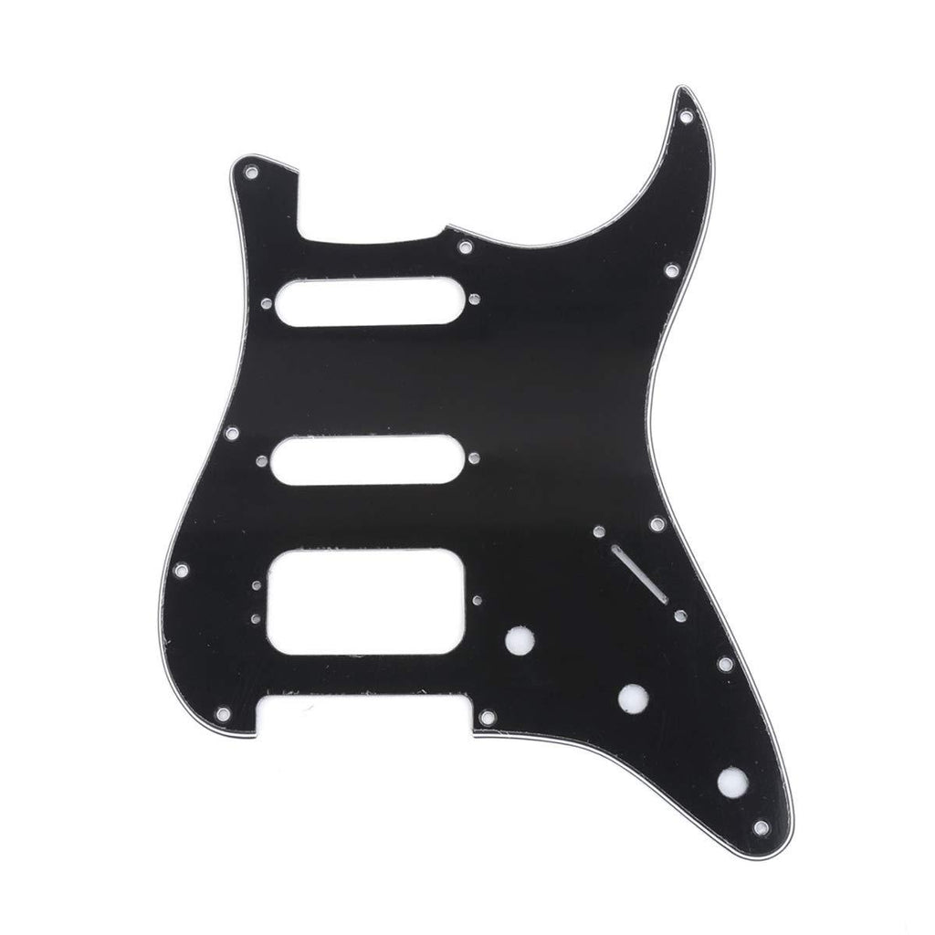 Musiclily Pro 11-Hole Round Corner HSS Guitar Strat Pickguard Humbucker for USA/Mexican Fender Stratocaster 3-screw Humbucking Mounting Open Pickup, 3Ply Black