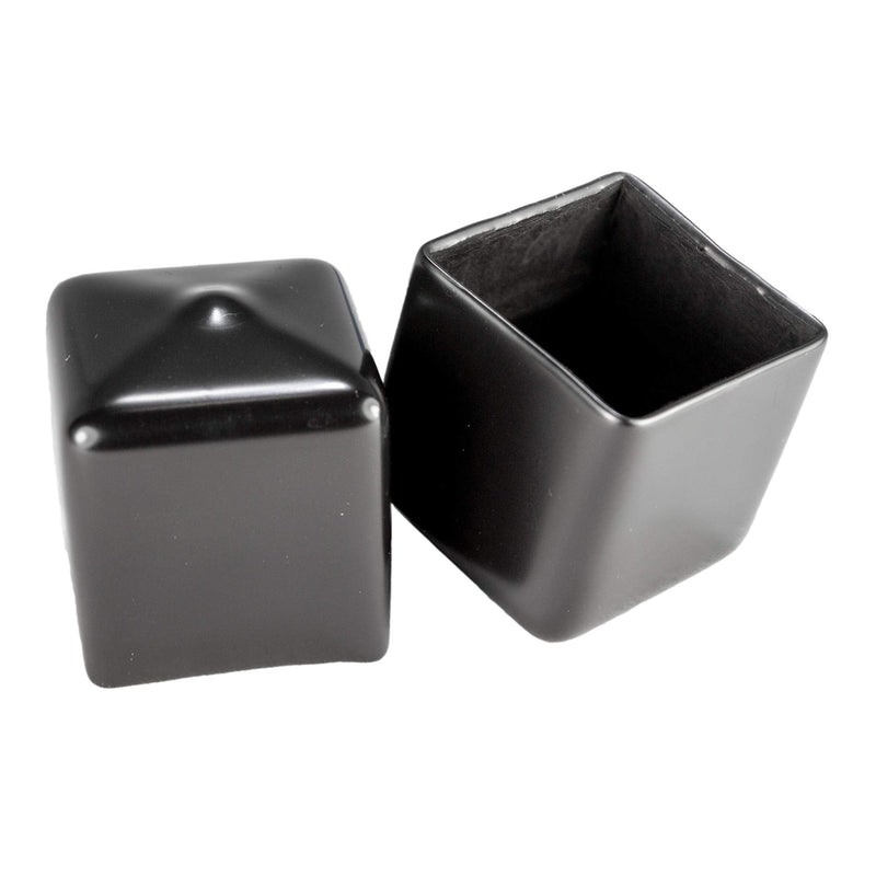 Made in USA Prescott Plastics 1 Inch Square Black Vinyl End Cap, Flexible Pipe Post Rubber Cover for Metal Tubing, Fence, Glide Insert for Pipe Post and Furniture (Pack of 20)