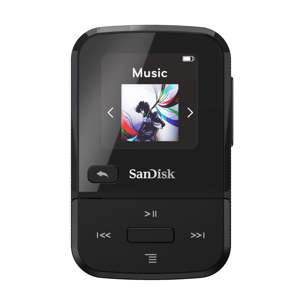 SanDisk 32GB Clip Sport Go MP3 Player, Black - LED Screen and FM Radio - SDMX30-032G-G46K