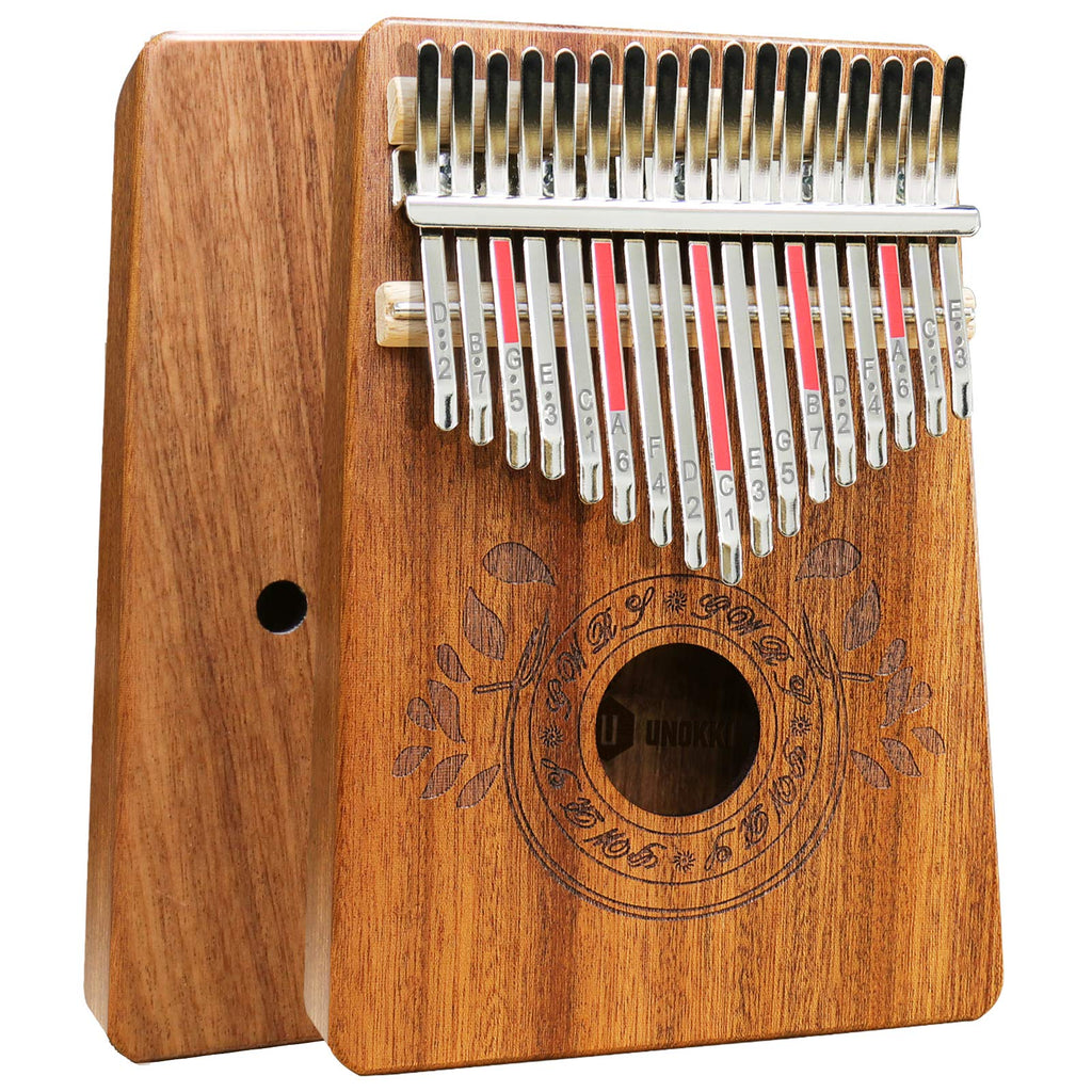 UNOKKI Kalimba 17 Keys Thumb Piano with Study Instruction and Tune Hammer, Portable Mbira Sanza African Wood Finger Piano, Gift for Kids Adult Beginners Professional.