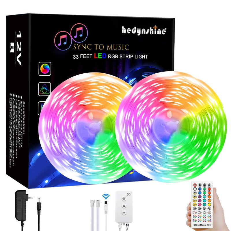 LED Strip Lights Music, Hedynshine 32.8 feet Superbright Strip Lights with 40Key Remote,Sync to Music Led Strip Lights for Bedroom