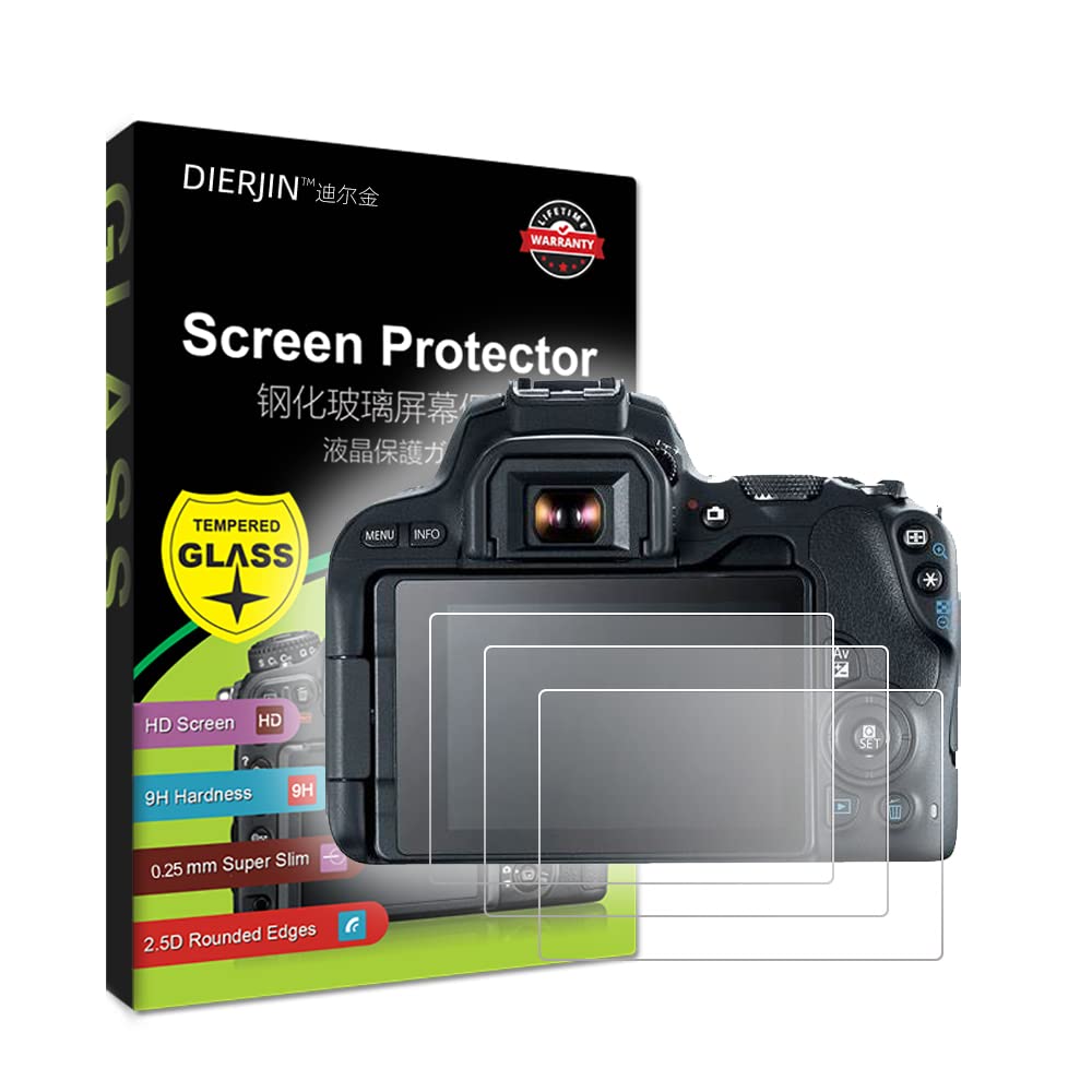 3-Pack Tempered Glass LCD Screen Protector Compatible with Canon EOS 200D 200DII 250D Rebel SL2 SL3 Digital Camera