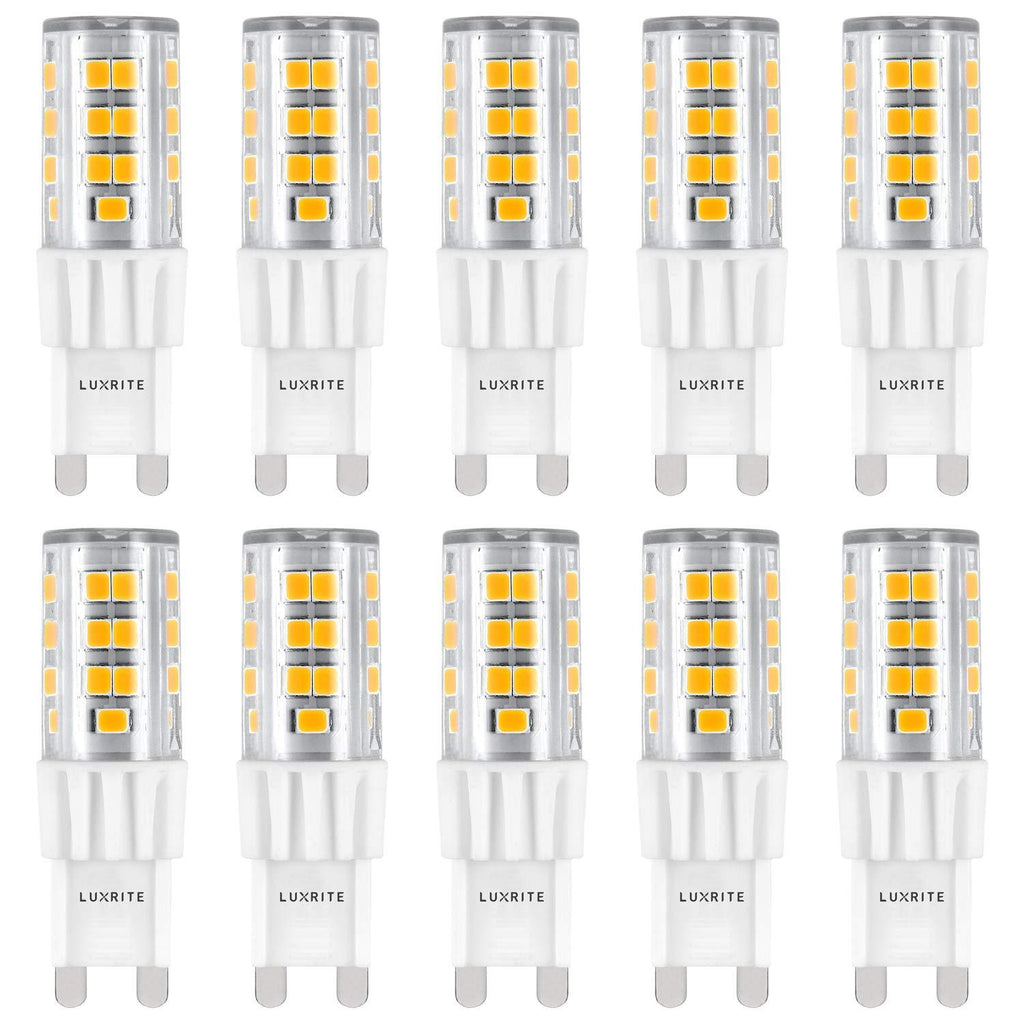 Luxrite G9 LED Bulb, 50W Equivalent, 550 Lumens, 2700K Warm White, Dimmable, 5W T4 Bulb, G9 Base - Chandelier Lighting, Sconce, Under Cabinet, Ceiling Fan, and Accent Lighting (10 Pack) 2700K (Warm White)