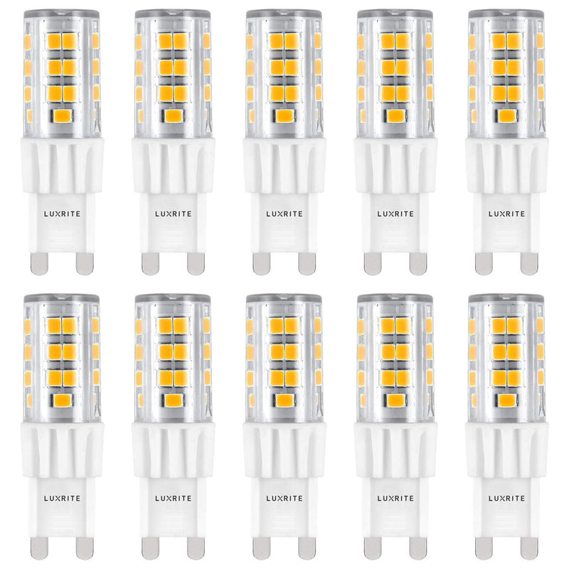 Luxrite G9 LED Bulb, 50W Equivalent, 550 Lumens, 2700K Warm White, Dimmable, 5W T4 Bulb, G9 Base - Chandelier Lighting, Sconce, Under Cabinet, Ceiling Fan, and Accent Lighting (10 Pack) 2700K (Warm White)