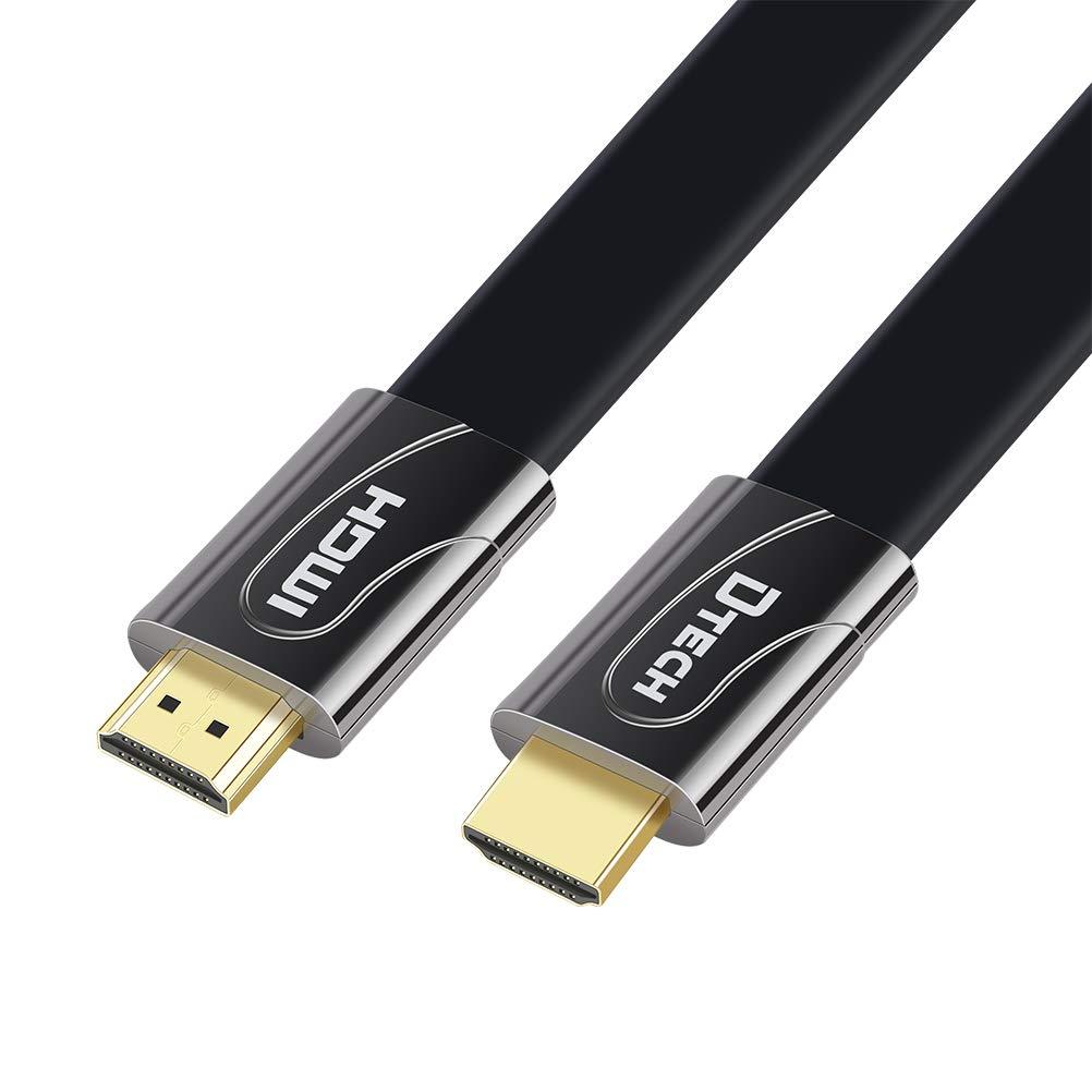 DTECH 10ft UHD HDMI Cable 4K 60Hz Ultra HD 2.0 26AWG High Speed Flat Cord 1080p 3D Ethernet HDCP ARC Video Chord for TV Computer Monitor (3 Meters, Black)