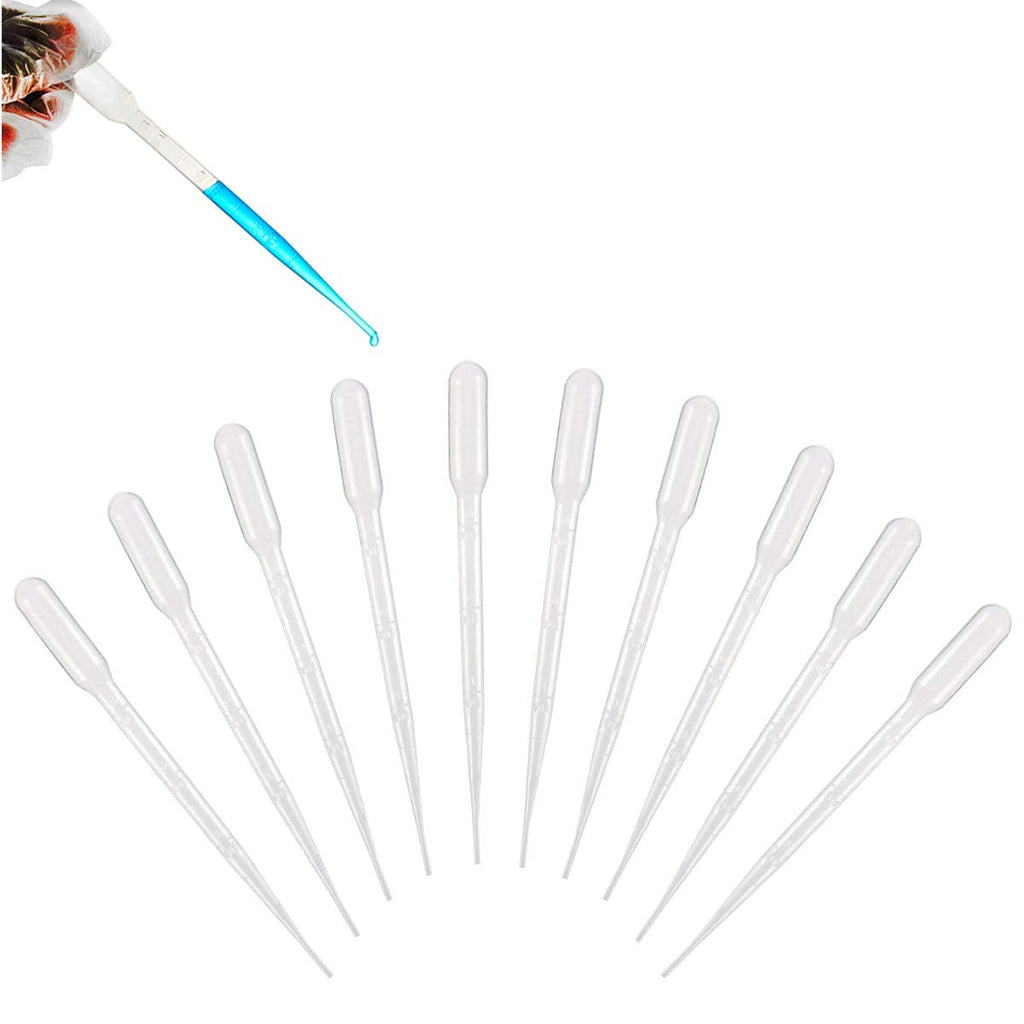 100pcs Plastic Disposable Transfer Pipettes - 3ml Plastic Calibrated Graduated Eye Dropper Suitable for Lip Gloss Transfer Essential Oils Science Laboratory Experiment 100 Length-15cm