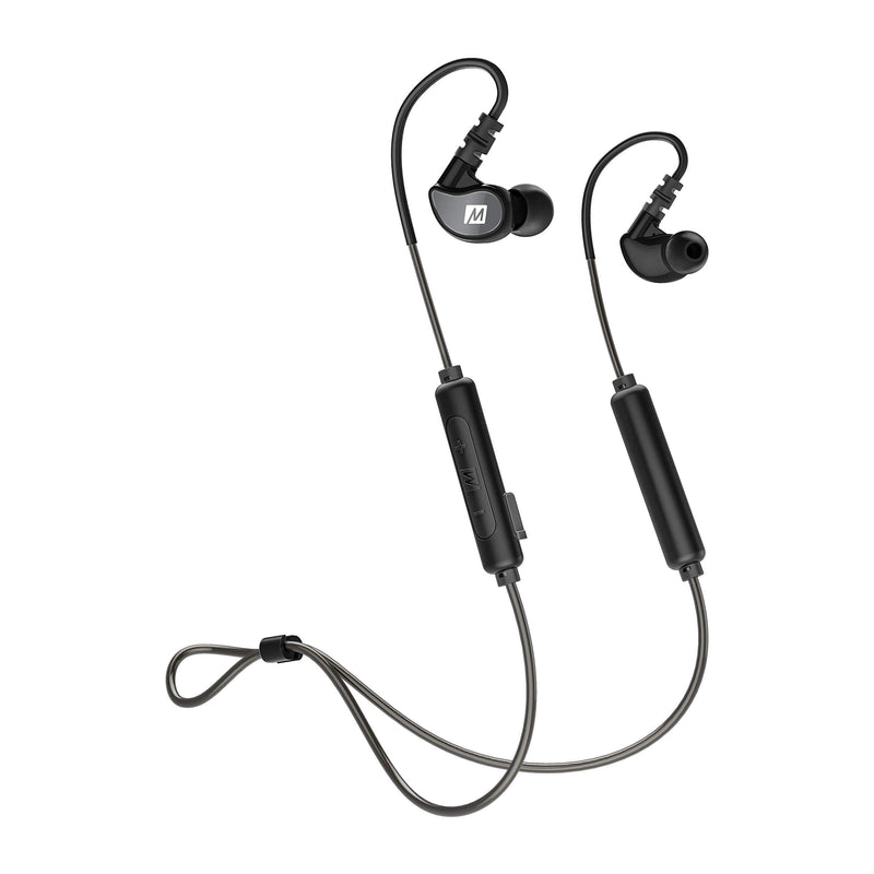 MEE audio M6B Bluetooth Wireless Sweatproof Sports in-Ear Headphones with Headset, Bluetooth 5.0, and 9 Hour Battery Life (Latest Version) Black + Grey