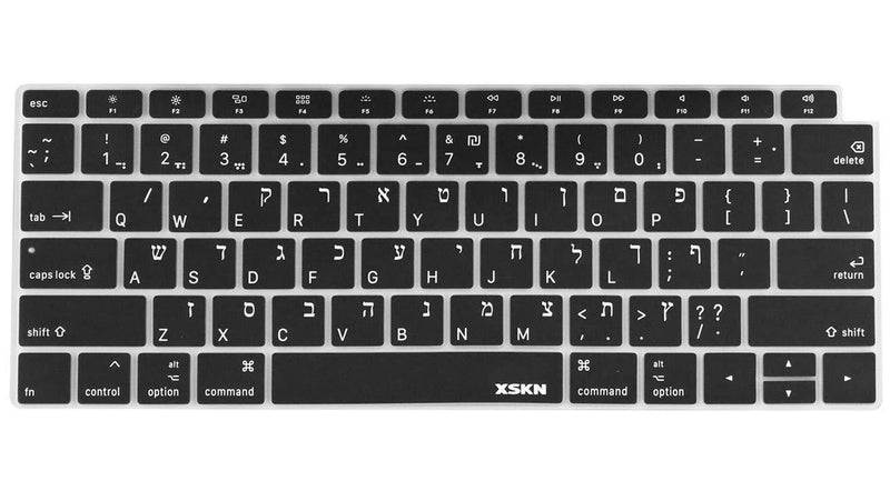 XSKN Hebrew English Keyboard Cover for New MacBook Air 13" 13.3-inch A1932 with Touch ID Retina Display US Version