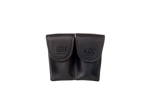 FRENCH HORN MOUTHPIECE POUCH (3 MODELS). CRAZY HORSE LEATHER. (Double, Black) Double