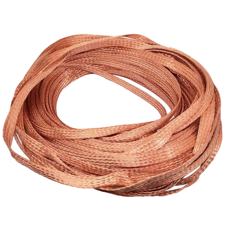 10ft 11mm Flat Copper Braid Cable Bare Copper Braid Wire Ground Lead