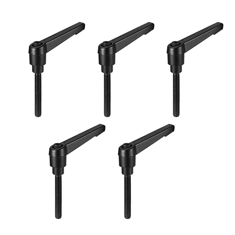 uxcell M6 x 32mm Handle Adjustable Clamping Lever Thread Push Button Ratchet Male Threaded Stud 5Pcs