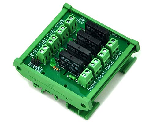 Electronics-Salon DIN Rail Mount DC24V 4 Channels DC-AC 2Amp G3MB-202P Solid State Relay SSR Module Board.