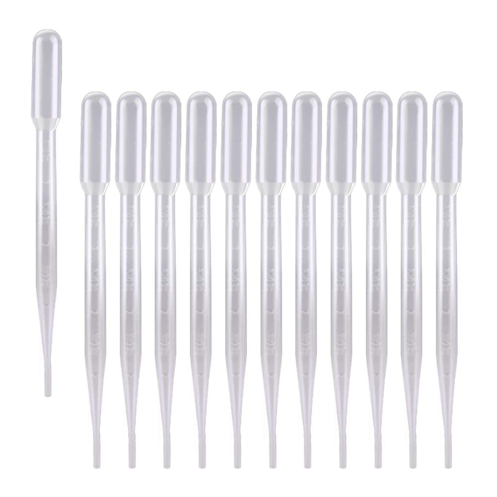 stonylab Pipette Droppers 3ml, Graduated Plastic Transfer Pipettes for Essential Oils, Clear and Dis (3ml, 100 Packs)