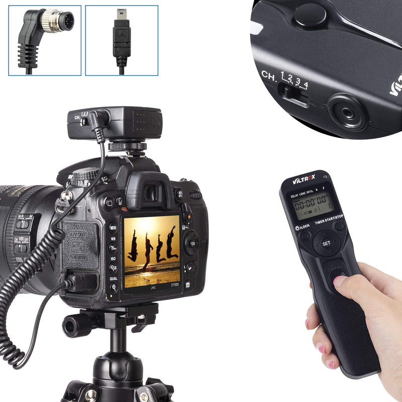 Viltrox Wireless Shutter Timer Remote Release Control Intervalometer for Nikon DSLR Camera D2H D200 D300 D4 D3 D300S D700 D750 D800 D90 D3200 D3300 D5200 D5300 D5500 D5600 D7000 D7100 D7200 D600