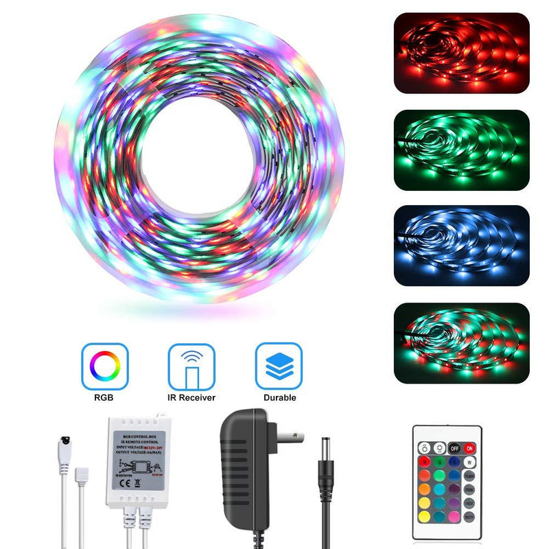 [AUSTRALIA] - Daybetter Led Strip Lights 16.4ft 5m 300 LEDs Flexible Color Changing RGB 3528 Led Strip Light Kit with Remote Controller and Power Supply for Bedroom, Home, Kitchen 