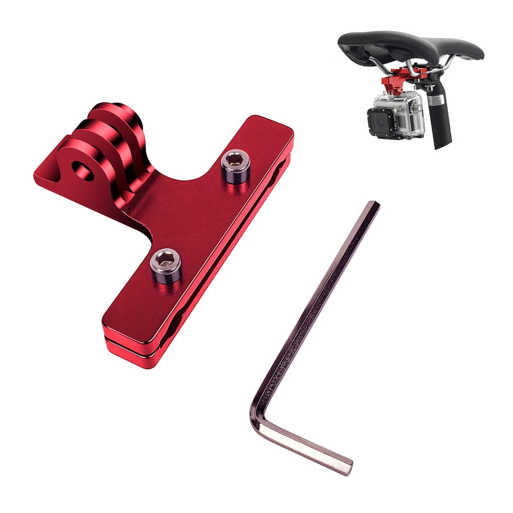 GOHIGH Camera Bike Saddle Mount,Bicycle Seat Rail Mounts Clip for GoPro Hero 10 9 8 7 6 5 4 3+, Campark, AKASO, DJI OSMO XiaoYi and Most Action Cameras gopro seat rail mount(Red)