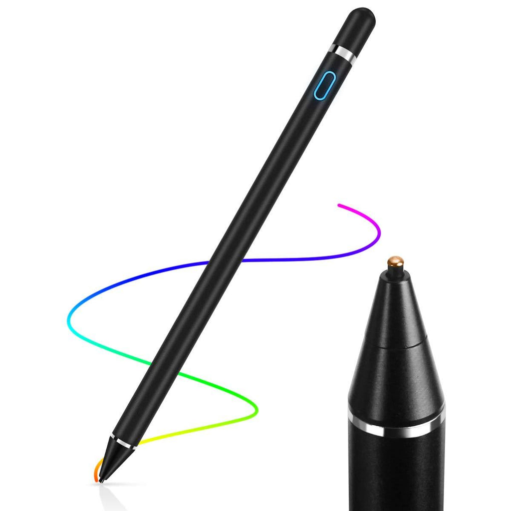 AICase Stylus Pens for Touch Screens, 1.45mm High Precision and Sensitivity Point IPad Pencil Fine Point Active Smart Digital Pen for Tablet Work at iOS and Android Touch Screen (Black) Black