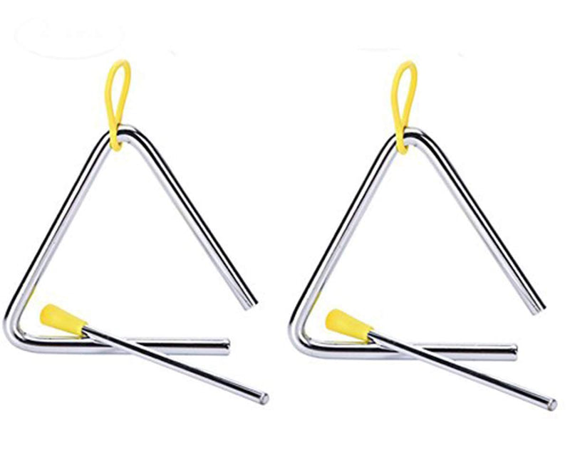 Buytra 2 Pack 5 inch Music Triangle Instrument Set with Striker for Kids, Children 2 Pack - 5 inch