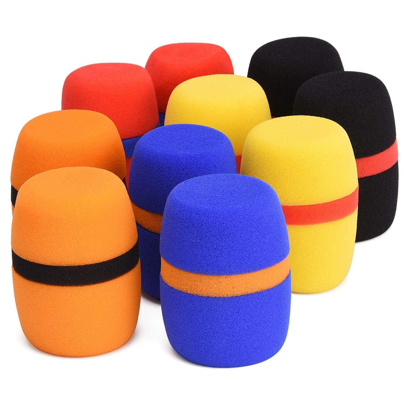 [AUSTRALIA] - 10 Pack Thick Handheld Stage Microphone Windscreen Sponge Cover Suitable for KTV, Dance Ball, Conference Room, News Interviews, Stage Performance (5 Color) 10 PCS Colorful(w/color ring) 