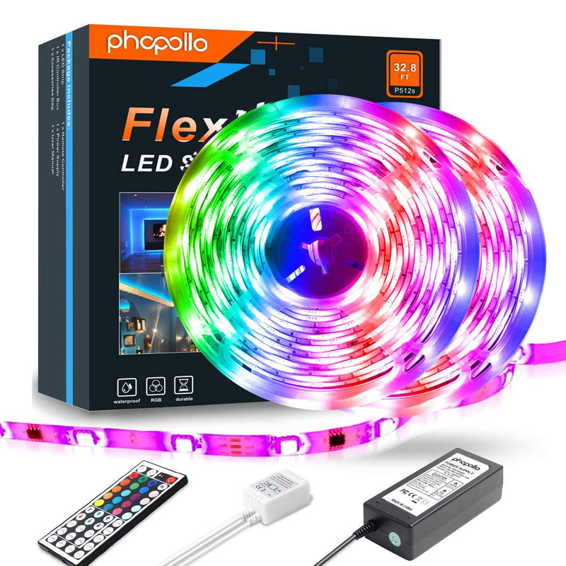 [AUSTRALIA] - Led Strip Lights RGB Color Changing P512S 32.8ft 600 LEDs 5050 Color Changing Waterproof Flexible Led Lighting Kit with 44 Keys IR Remote Controller 