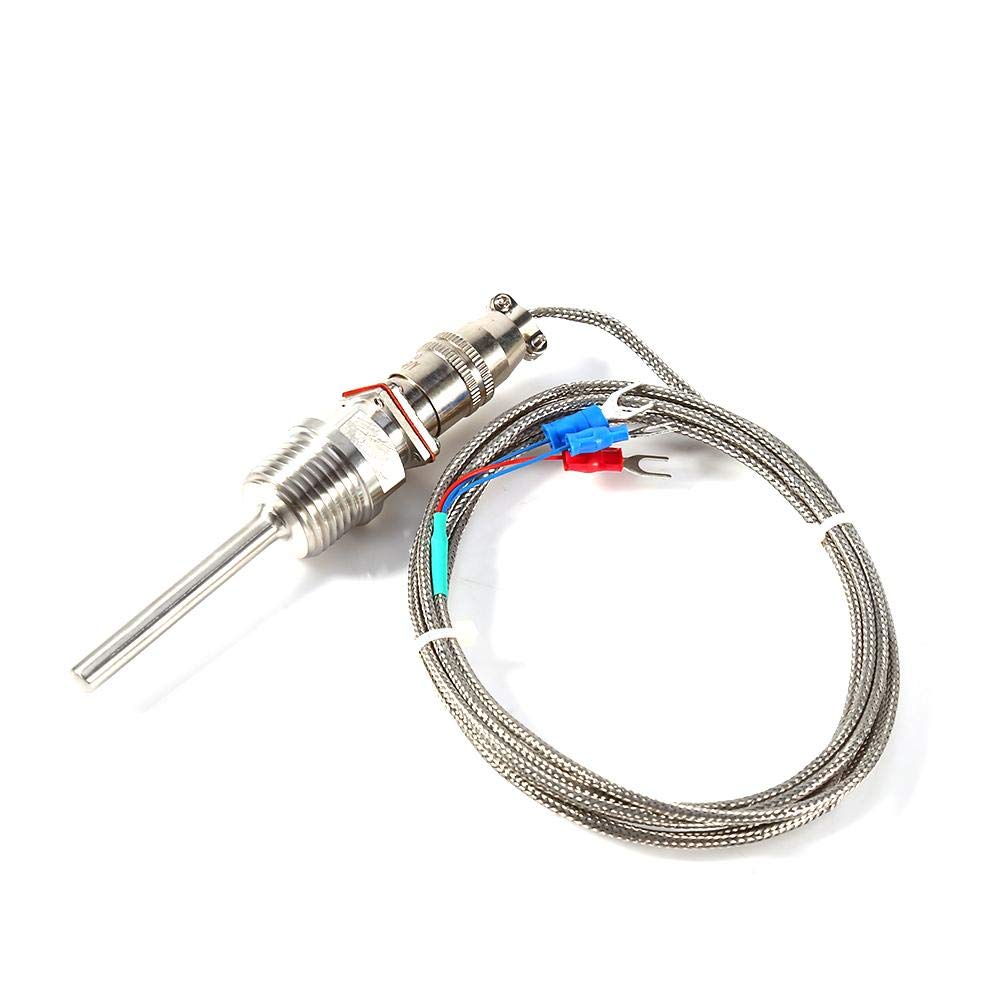 RTD PT100 Thermocouple Temperature Sensor Probe 1/2" NPT Thread Connector with 3 Wires 2M Cable, -58~572°F (-50~300°C)