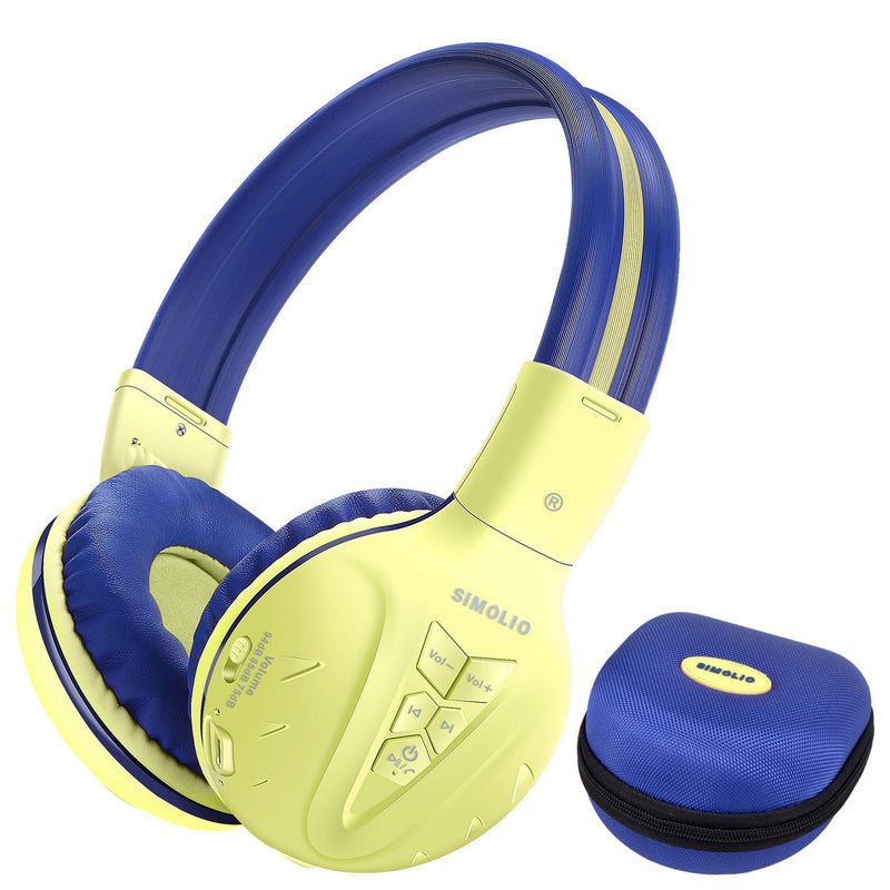 SIMOLIO Wireless Bluetooth Kids Headphones with Volume Limited, Hearing Protection Kids Wireless Headset, Wireless Headphones for Kids, Bluetooth Headsets for Girls,Boys, Gifts(Yellow) 4-Yellow