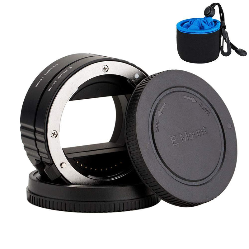 Auto Focus Marco Extension Tube Adapter Set for Sony E Mount Camera A1 A7C A7RIV A7RIII A7III A7RII A7II A7R A7 A7SIII A7SII A7S A6600 A6500 A6400 A6300 A6100 A6000 A5100 A9II A9 w/Body Rear Lens Cap