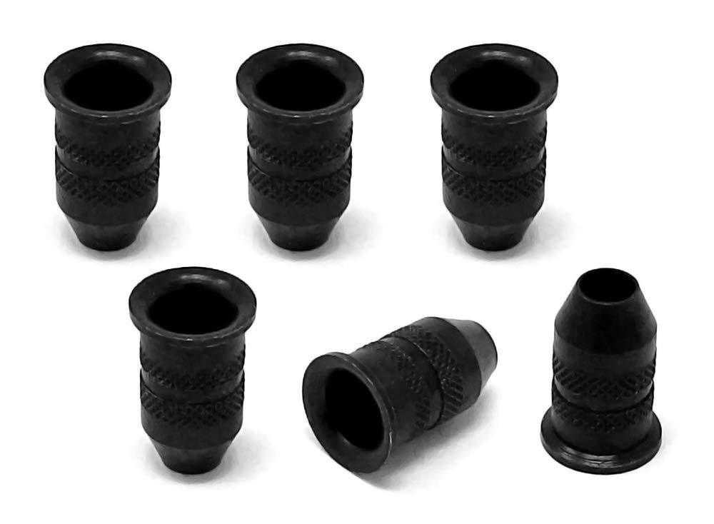 Vintage Forge Black String-Through Body Ferrules Bullet Shape for Electric Guitar (Set of 6) SF150-BLK